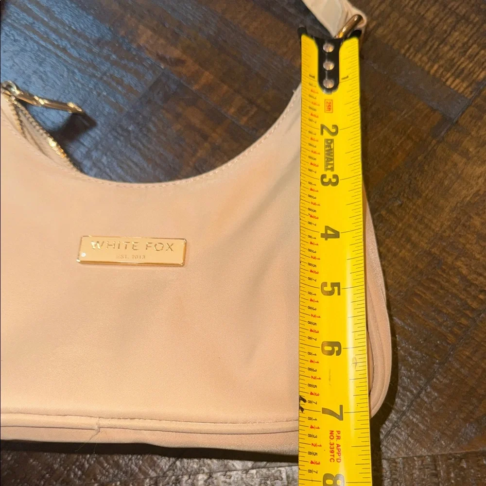 White Fox Beige Shoulder Bag Gold‎ Hardware Mini Baguette Purse